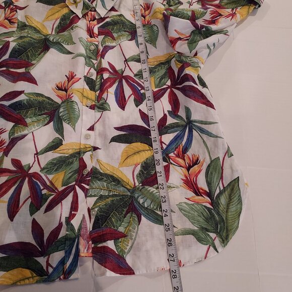 Chico's Linen Tropical Floral Print 3/4 Sleeve Blouse Size 12 - Picture 8 of 10